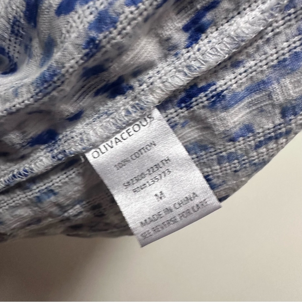Olivaceous Blue and White Puff Sleeve Top - Picture 7 of 8